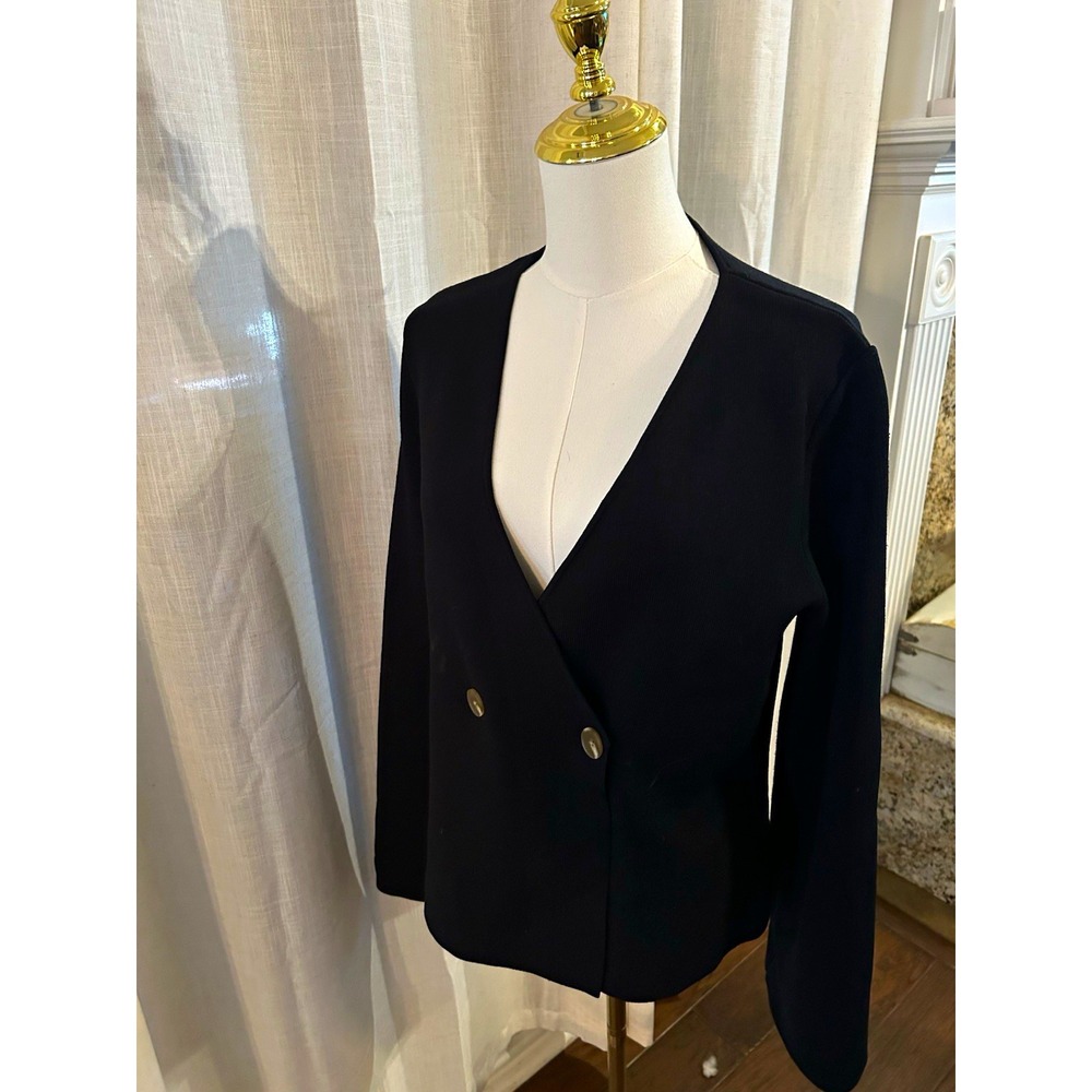 Joie Black Knit Double-Breasted Button Blazer Jacket Unlined Women's L